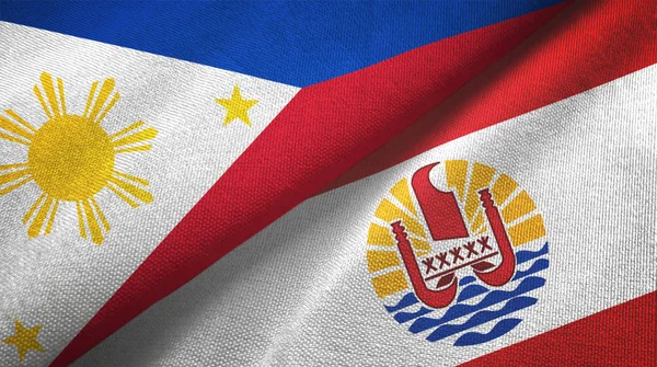 Philippines and French Polynesia two flags textile cloth, fabric texture — Stock Photo, Image