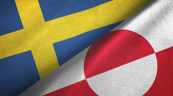 スウェーデンとグリーンランドの2つのフラグ繊維布、生地のテクスチャ — ストック写真
