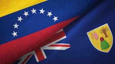 Venezuela, Türkler ve Caicos Adaları iki bayrak tekstil kumaşı, kumaş dokusu