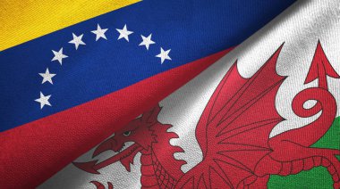Venezuela ve Galler iki bayrak tekstil kumaşı, kumaş dokusu