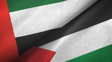 Birleşik Arap Emirlikleri ve Filistin iki bayrak tekstil kumaşı, kumaş dokusu