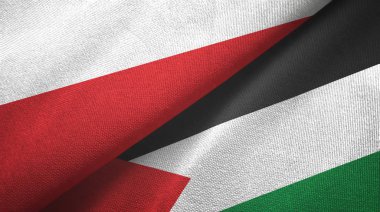 Polonya ve Filistin iki bayrak tekstil kumaşı, kumaş dokusu