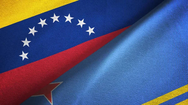 Venezuela and Aruba two flags textile cloth, fabric texture