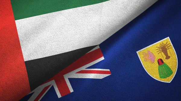 Emiratos Árabes Unidos e Islas Turcas y Caicos dos banderas de tela textil — Foto de Stock