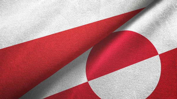 Polska i Grenlandia dwie flagi tkaniny tekstylne, tekstura tkaniny — Zdjęcie stockowe