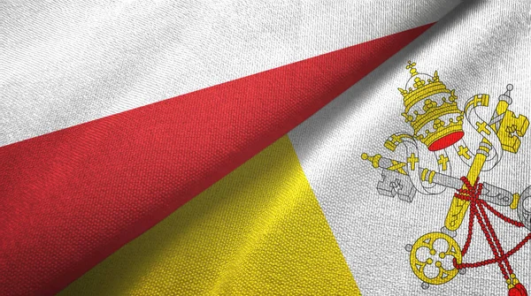 Polska i Watykan dwie flagi tkaniny tekstylne, tekstura tkaniny — Zdjęcie stockowe