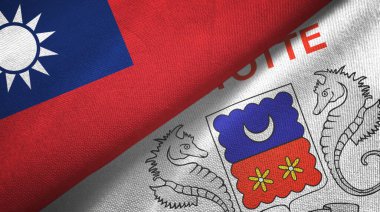 Tayvan ve Mayotte iki bayraklı kumaş, kumaş dokusu