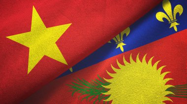 Vietnam ve Guadeloupe iki bayraklı kumaş, kumaş dokusu