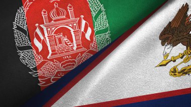 Afganistan ve Amerikan Samoası iki bayraklı kumaş, kumaş dokusu