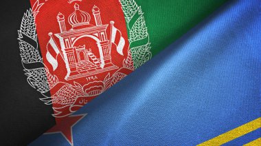 Afganistan ve Aruba iki bayrak tekstil kumaşı, kumaş dokusu