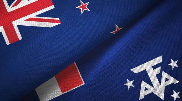 New Zealand and French Southern and Antarctic Lands two flags textile cloth