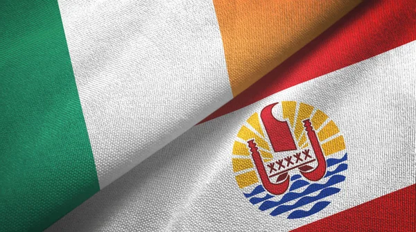 Irlanda y Polinesia Francesa dos banderas tela textil, textura de la tela —  Fotos de Stock