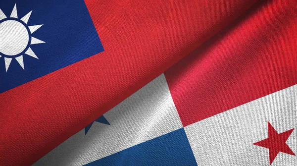 Taiwan and Panama two flags textile cloth, fabric texture — Stock Photo, Image