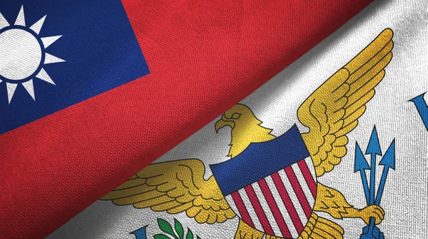 台湾和维尔京群岛美国两面国旗纺织品，面料质感 — 图库照片