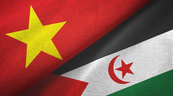 Vietnam and Western Sahara two flags textile cloth, fabric texture