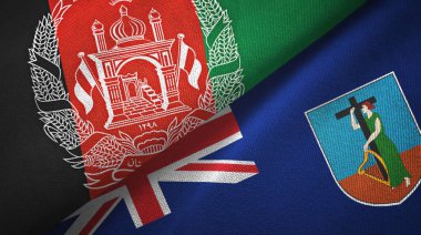 Afganistan ve Montserrat iki bayrak tekstil kumaşı, kumaş dokusu