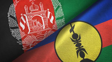 Afganistan ve Yeni Kaledonya iki bayraklı kumaş, kumaş dokusu