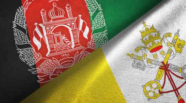 Afganistan ve Vatikan iki bayrak tekstil kumaşı, kumaş dokusu