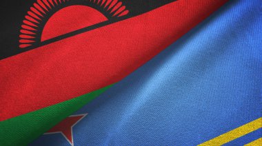 Malawi ve Aruba iki bayraklı kumaş, kumaş dokusu