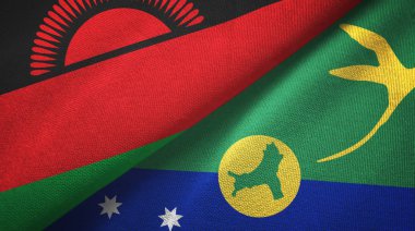 Malawi ve Christmas Adası iki bayraklı kumaş, kumaş dokusu