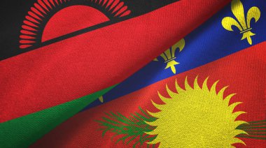 Malawi ve Guadeloupe iki bayraklı kumaş, kumaş dokusu
