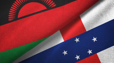 Malavi ve Hollanda Antilleri iki bayrak tekstil kumaşı, kumaş dokusu