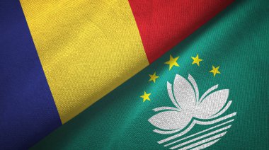 Romanya ve Macau tekstil kumaşı ve kumaş dokusuna iki bayrak dikti