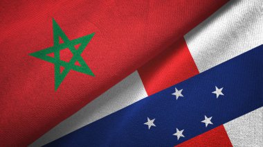 Fas ve Hollanda Antilleri iki bayrak tekstil kumaşı, kumaş dokusu