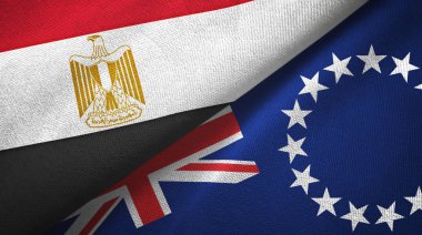 Mısır ve Cook Adaları iki bayraklı kumaş, kumaş dokusu