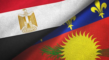 Mısır ve Guadeloupe iki bayraklı kumaş, kumaş dokusu