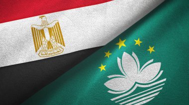 Mısır ve Macau iki bayrak tekstil kumaşı, kumaş dokusu