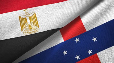 Mısır ve Hollanda Antilleri iki bayrak tekstil kumaşı, kumaş dokusu