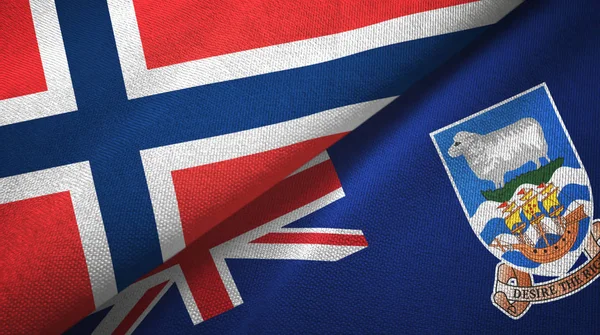 Норвегія і Фолклендські острови два прапори текстильної тканини, текстури тканини. — стокове фото