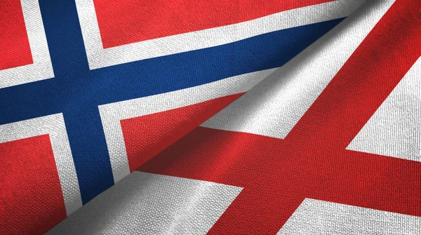 Norwegen und Nordirland zwei Flaggen Textilstoff, Textur — Stockfoto