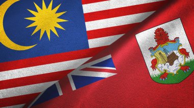 Malezya ve Bermuda iki bayrak tekstil kumaşı, kumaş dokusu