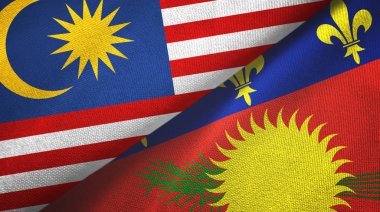Malezya ve Guadeloupe iki bayrak tekstil kumaşı, kumaş dokusu