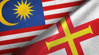 Malezya ve Guernsey iki bayraklı kumaş, kumaş dokusu