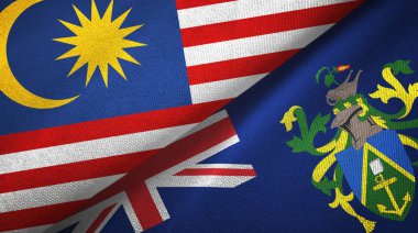 Malezya ve Pitcairn Adaları iki bayrak tekstil kumaşı, kumaş dokusu