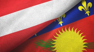 Avusturya ve Guadeloupe iki bayraklı kumaş, kumaş dokusu