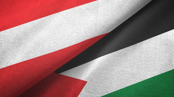 Austria and Palestine two flags textile cloth, fabric texture — Stock Photo, Image