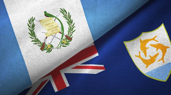 Guatemala y Anguila dos banderas tela textil, textura de la tela —  Fotos de Stock