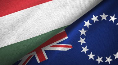 Macaristan ve Cook Adaları iki bayraklı kumaş, kumaş dokusu