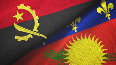 Angola ve Guadeloupe iki bayraklı kumaş, kumaş dokusu