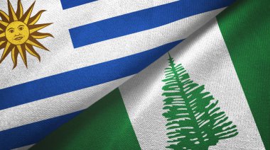 Uruguay ve Norfolk Adası iki bayraklı kumaş, kumaş dokusu