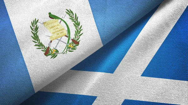 Guatemala ve İskoçya iki bayraklı kumaş, kumaş dokusu — Stok fotoğraf