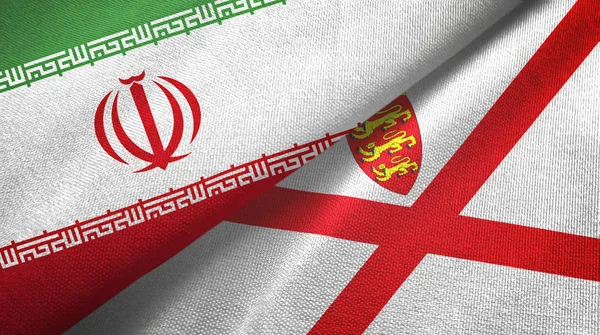 Iran and Jersey two flags textile cloth, fabric texture — Stock Photo, Image