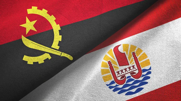 アンゴラとフランス領ポリネシアの2つの旗の織物、生地の質感 — ストック写真