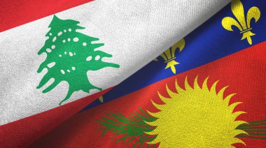 Lübnan ve Guadeloupe iki bayraklı kumaş, kumaş dokusu
