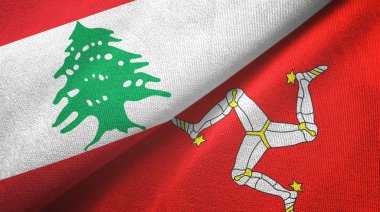 Lübnan ve Mann Adası iki bayraklı kumaş, kumaş dokusu