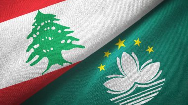 Lübnan ve Macau iki bayraklı kumaş, kumaş dokusu